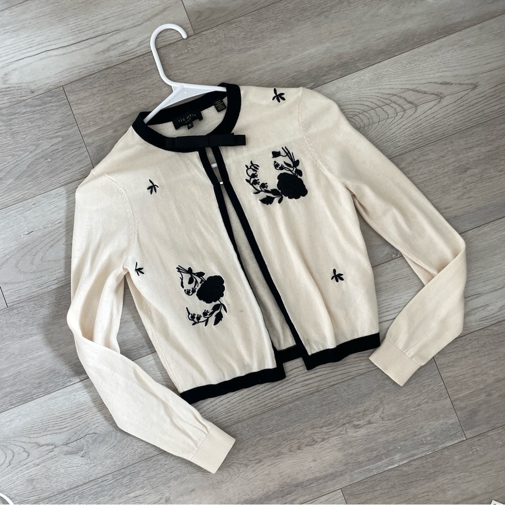 Ted Baker Beige and Black Floral Cardigan